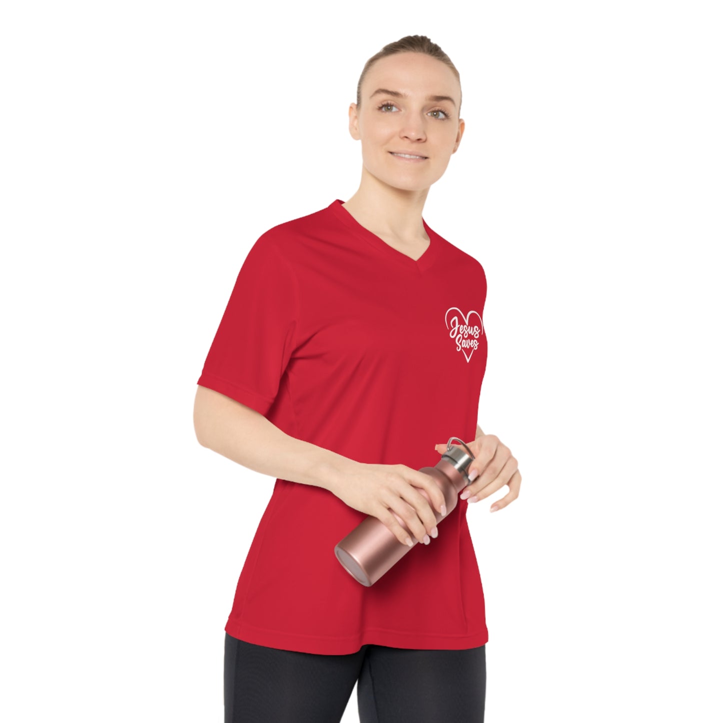 Women's Performance JESUS SAVES V-Neck T-Shirt