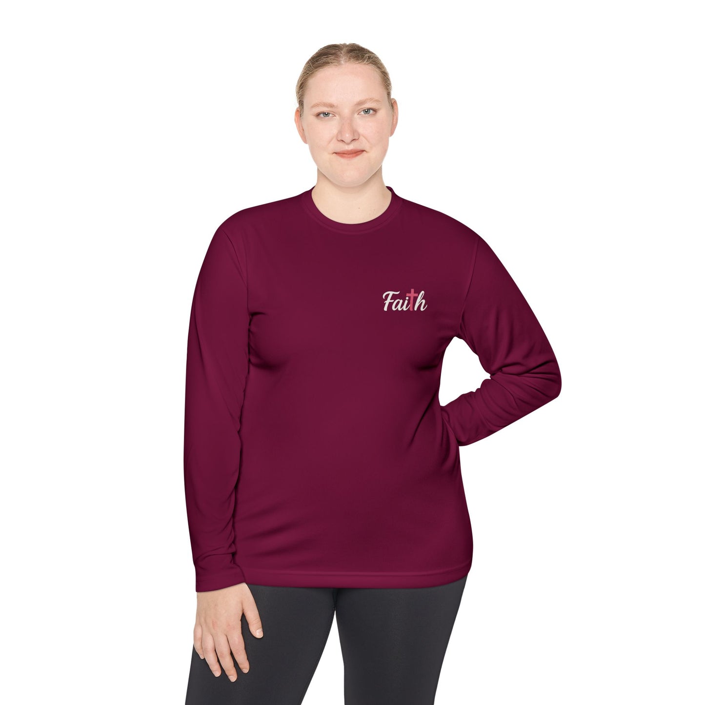 Women's Longsleeve Pink-Cross Faith Tee