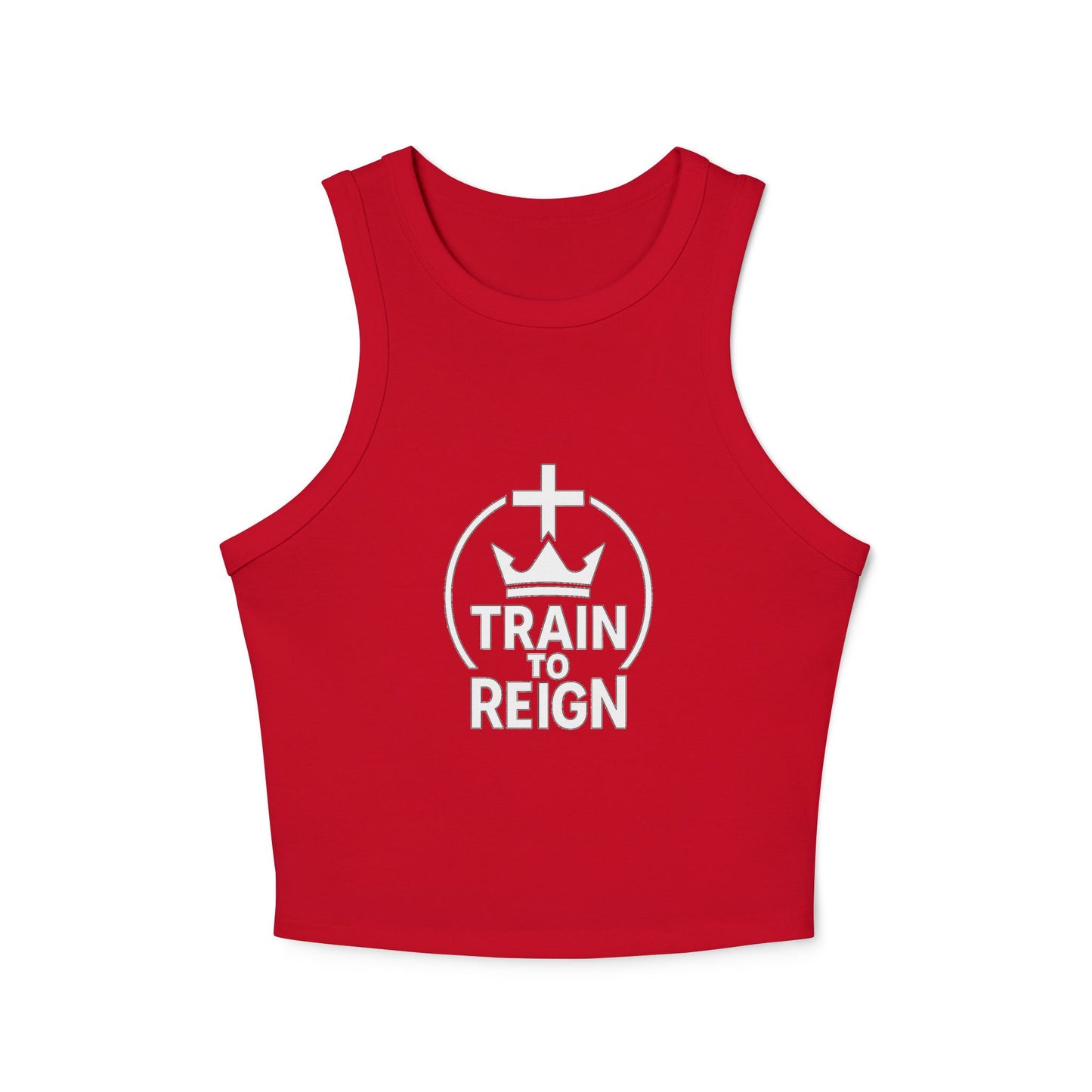 Train to Reign Women's Racer Tank Top — White Logo