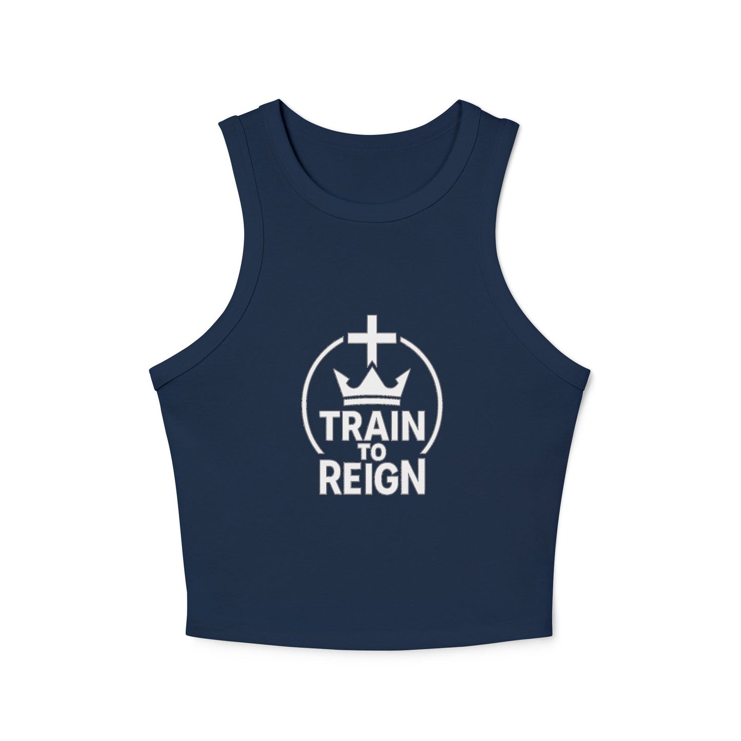 Train to Reign Women's Racer Tank Top — White Logo