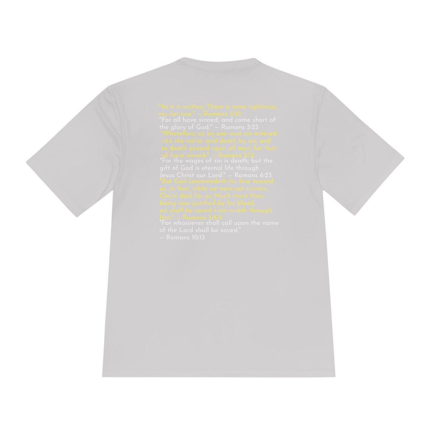 Unisex Jesus Saves Performance Shirt — Yellow Text
