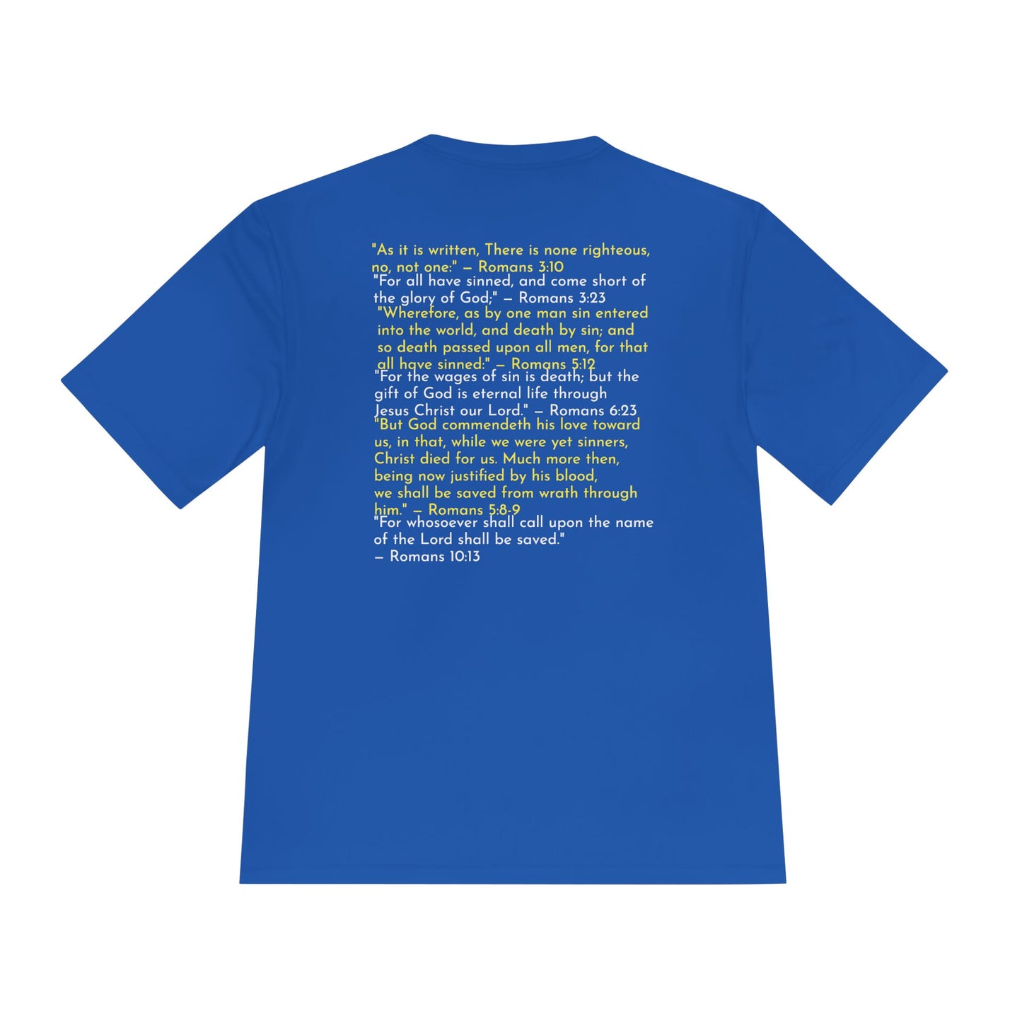 Unisex Jesus Saves Performance Shirt — Yellow Text
