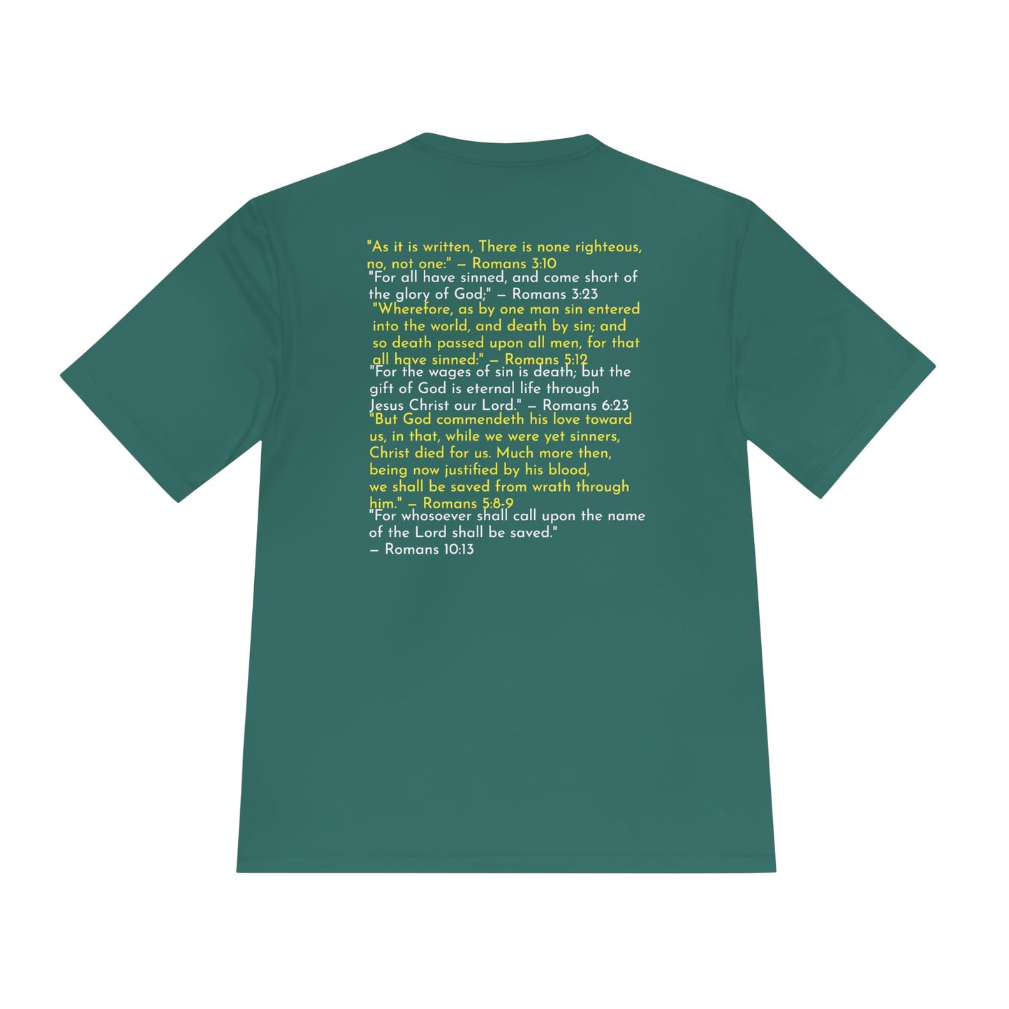 Unisex Jesus Saves Performance Shirt — Yellow Text