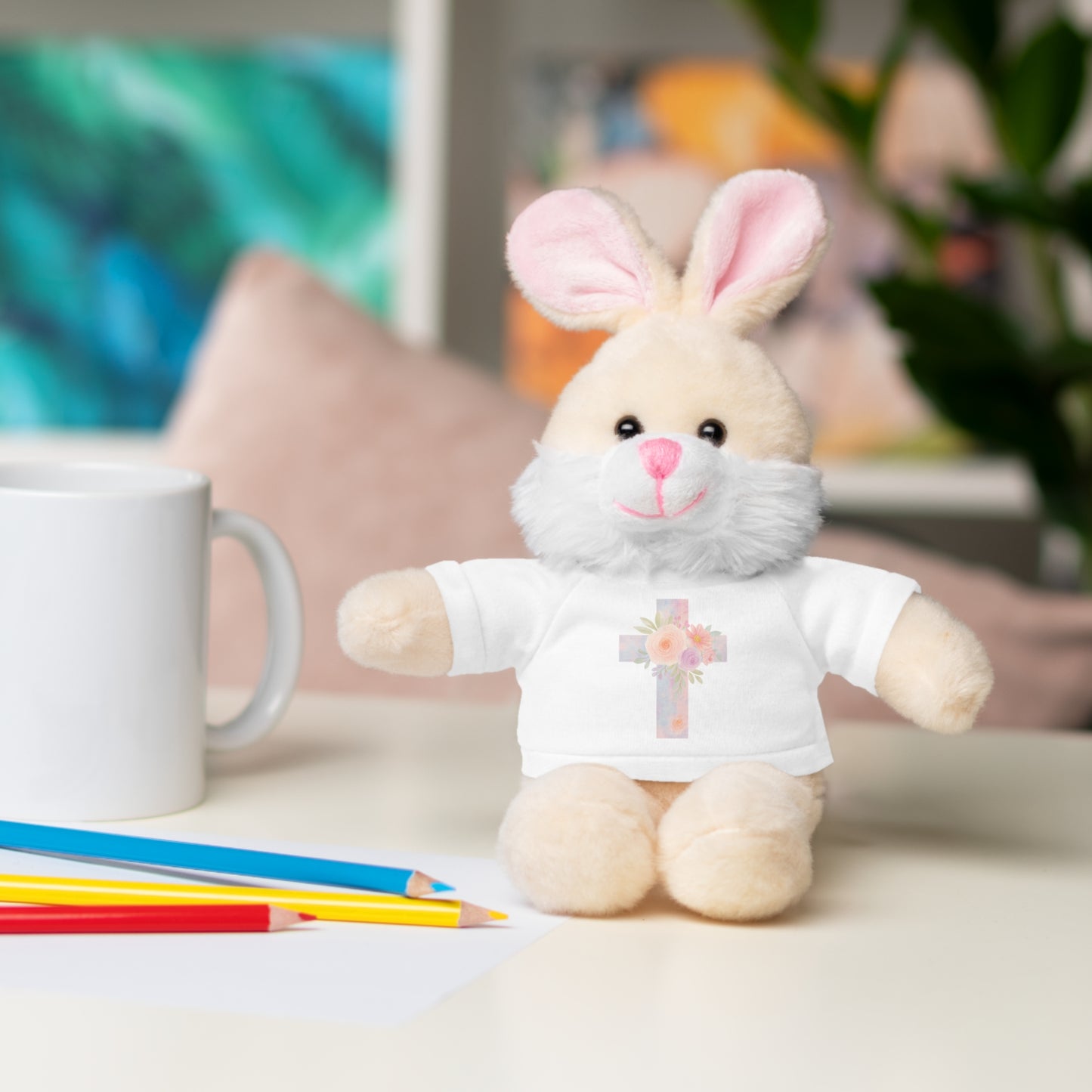 Stuffed Animal Plush Toy with Cross Tee