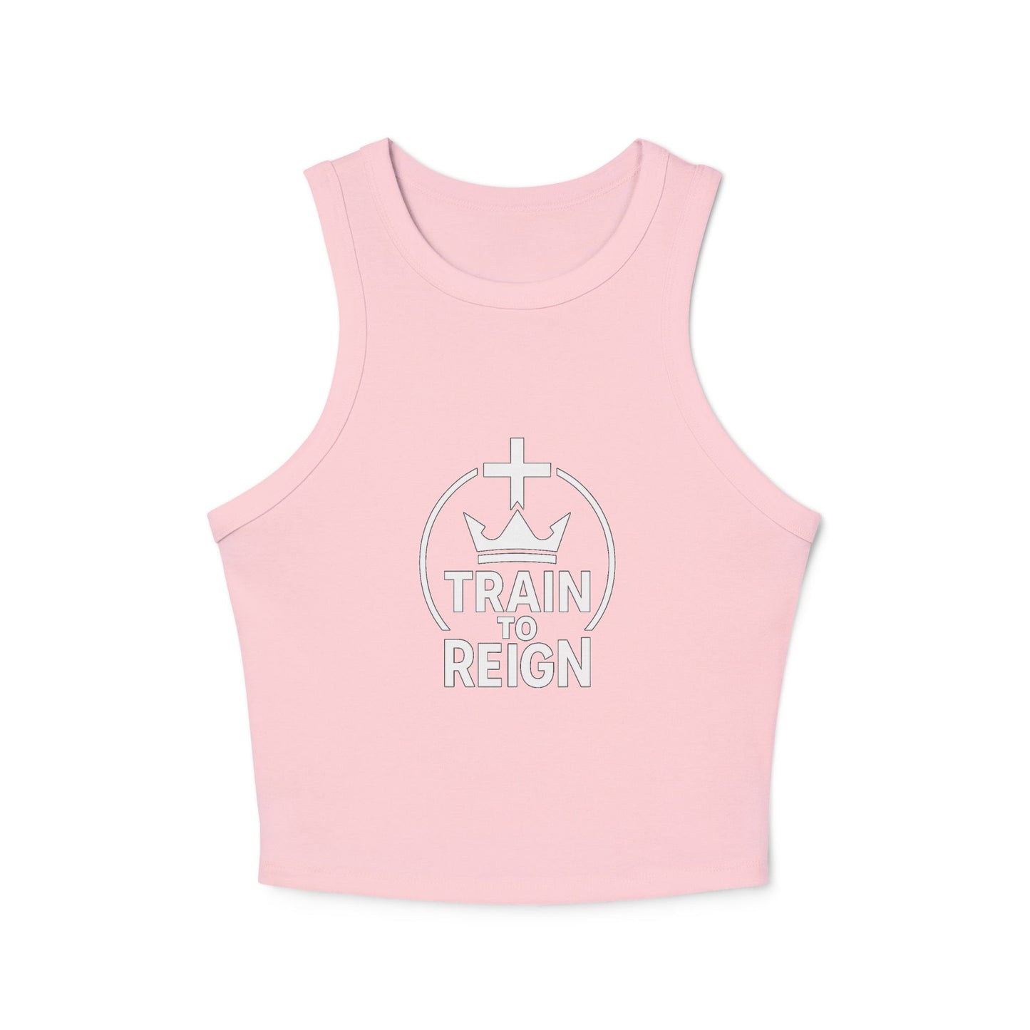 Train to Reign Women's Racer Tank Top — White Logo