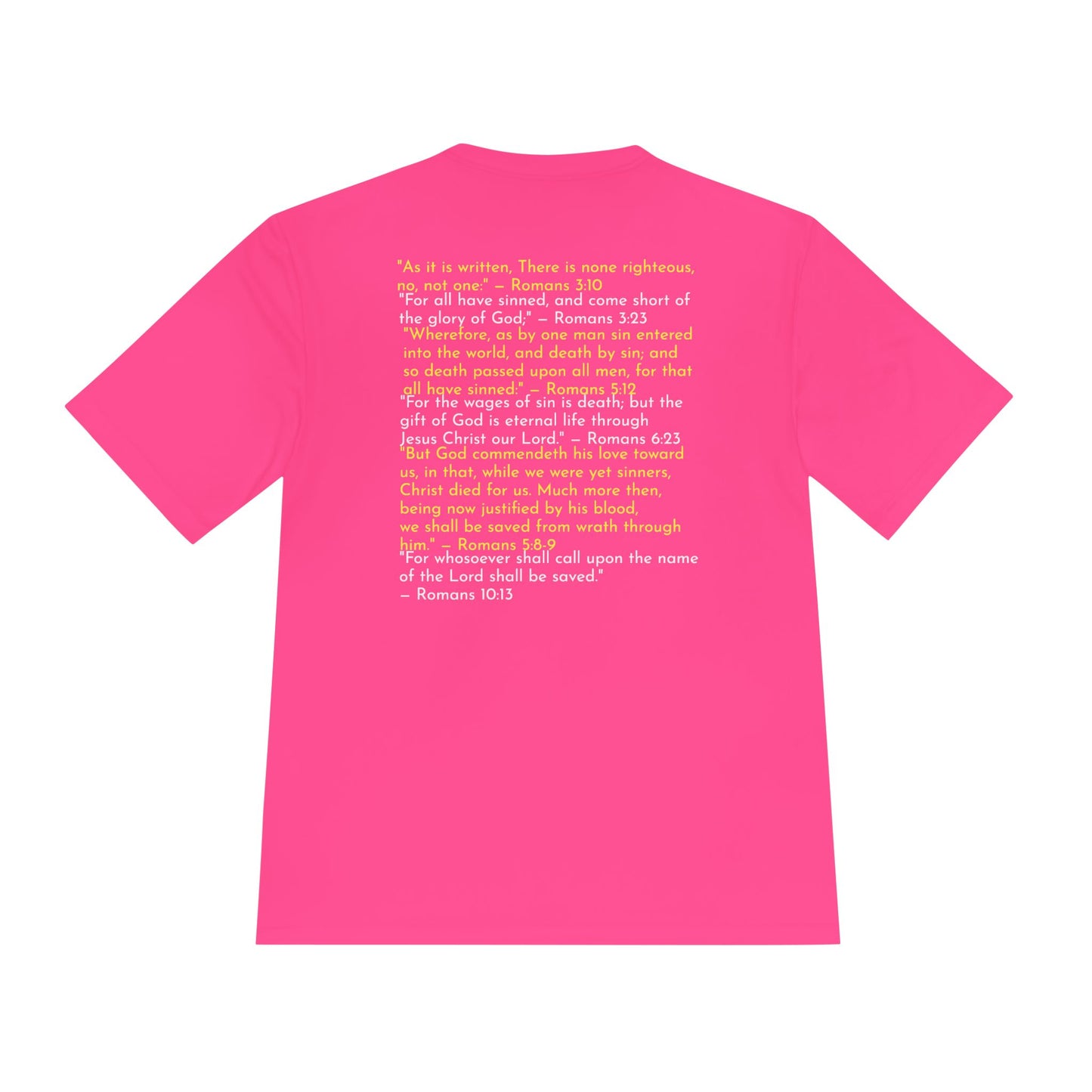 Unisex Jesus Saves Performance Shirt — Yellow Text