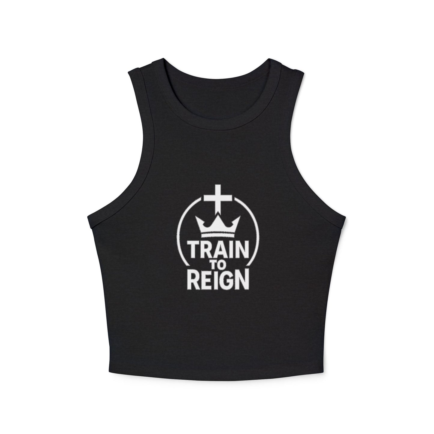 Train to Reign Women's Racer Tank Top — White Logo