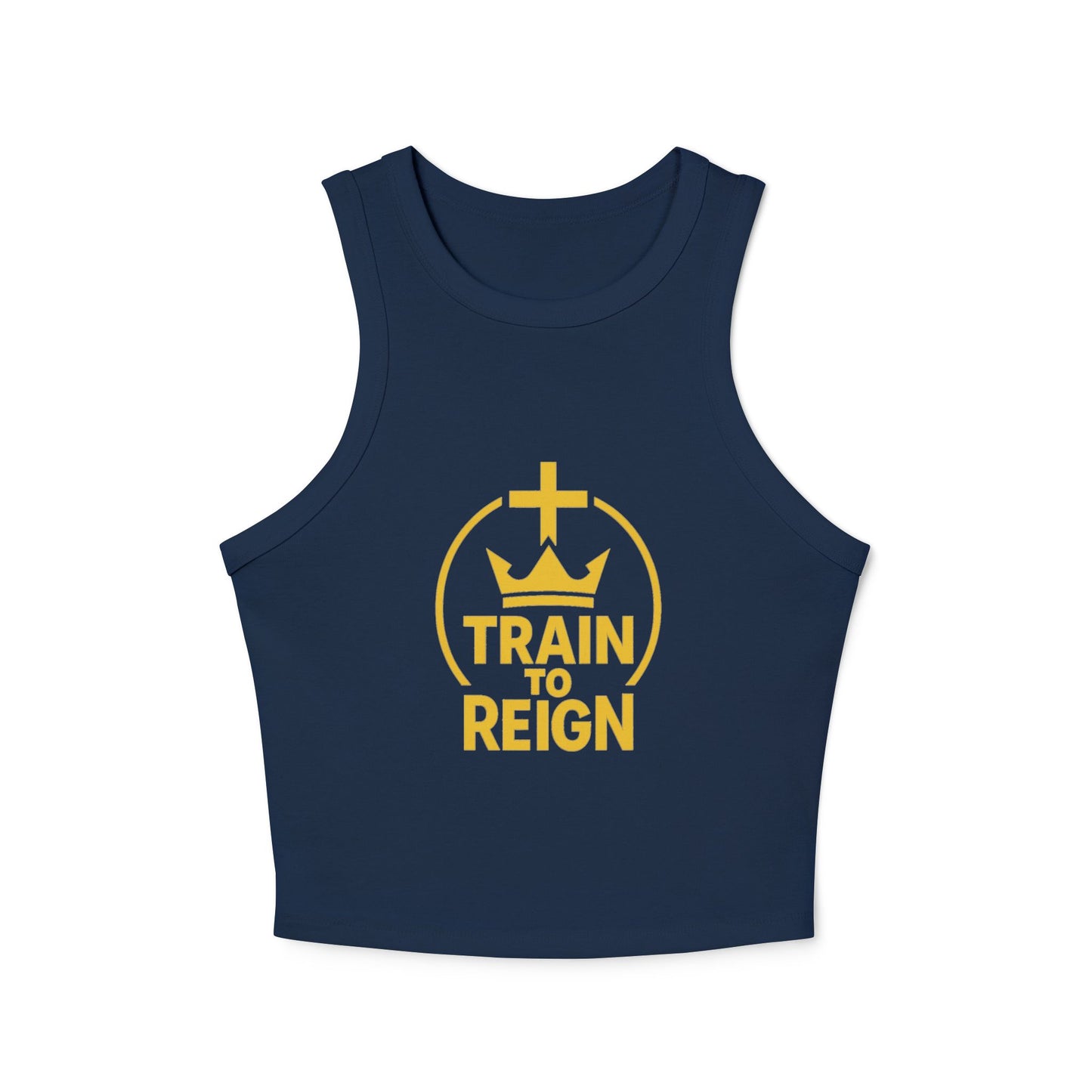 Train to Reign Women's Racer Tank Top — Gold Logo