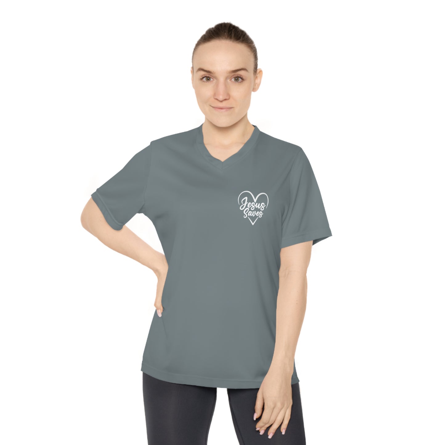Women's Performance JESUS SAVES V-Neck T-Shirt