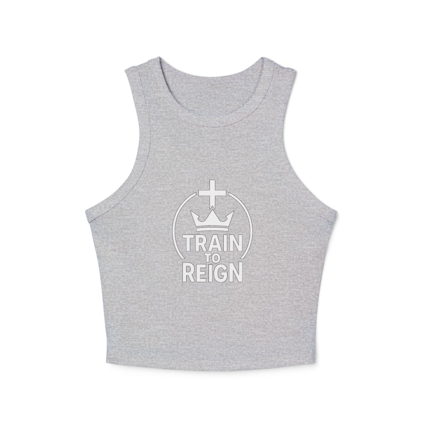 Train to Reign Women's Racer Tank Top — White Logo