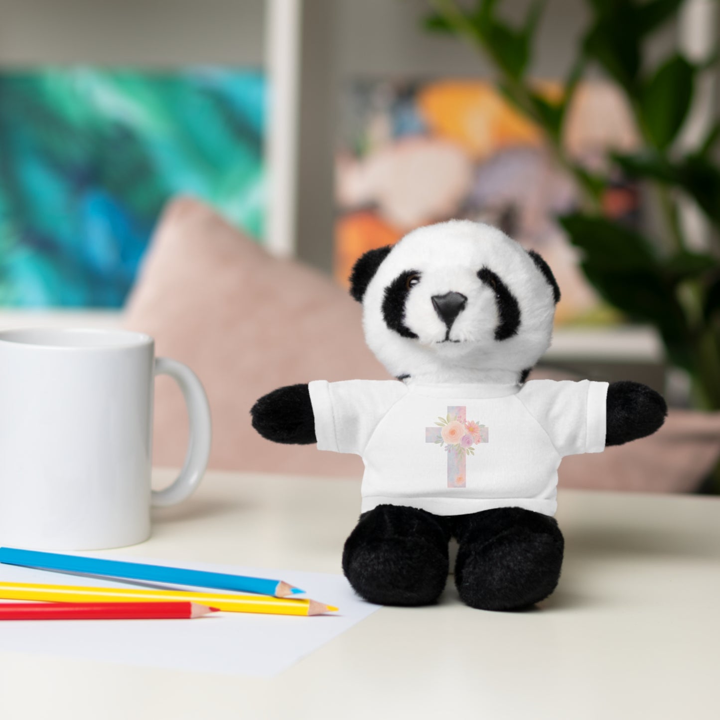 Stuffed Animal Plush Toy with Cross Tee