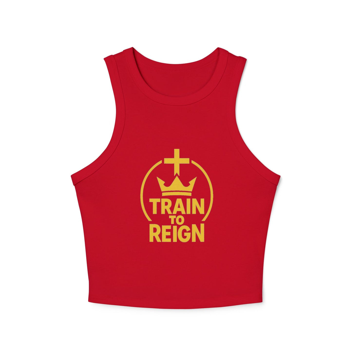 Train to Reign Women's Racer Tank Top — Gold Logo