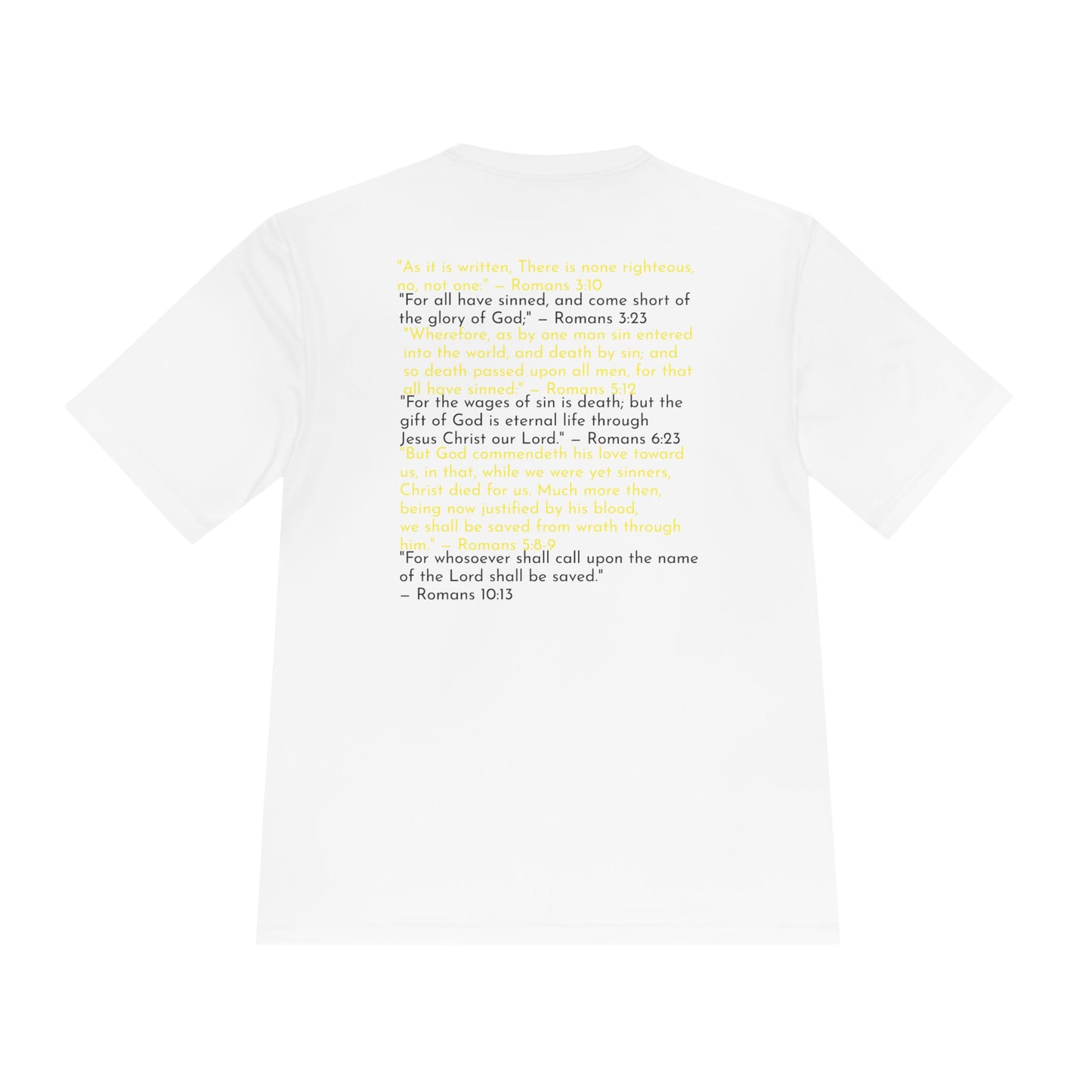 Unisex Jesus Saves Performance Shirt — Yellow Text