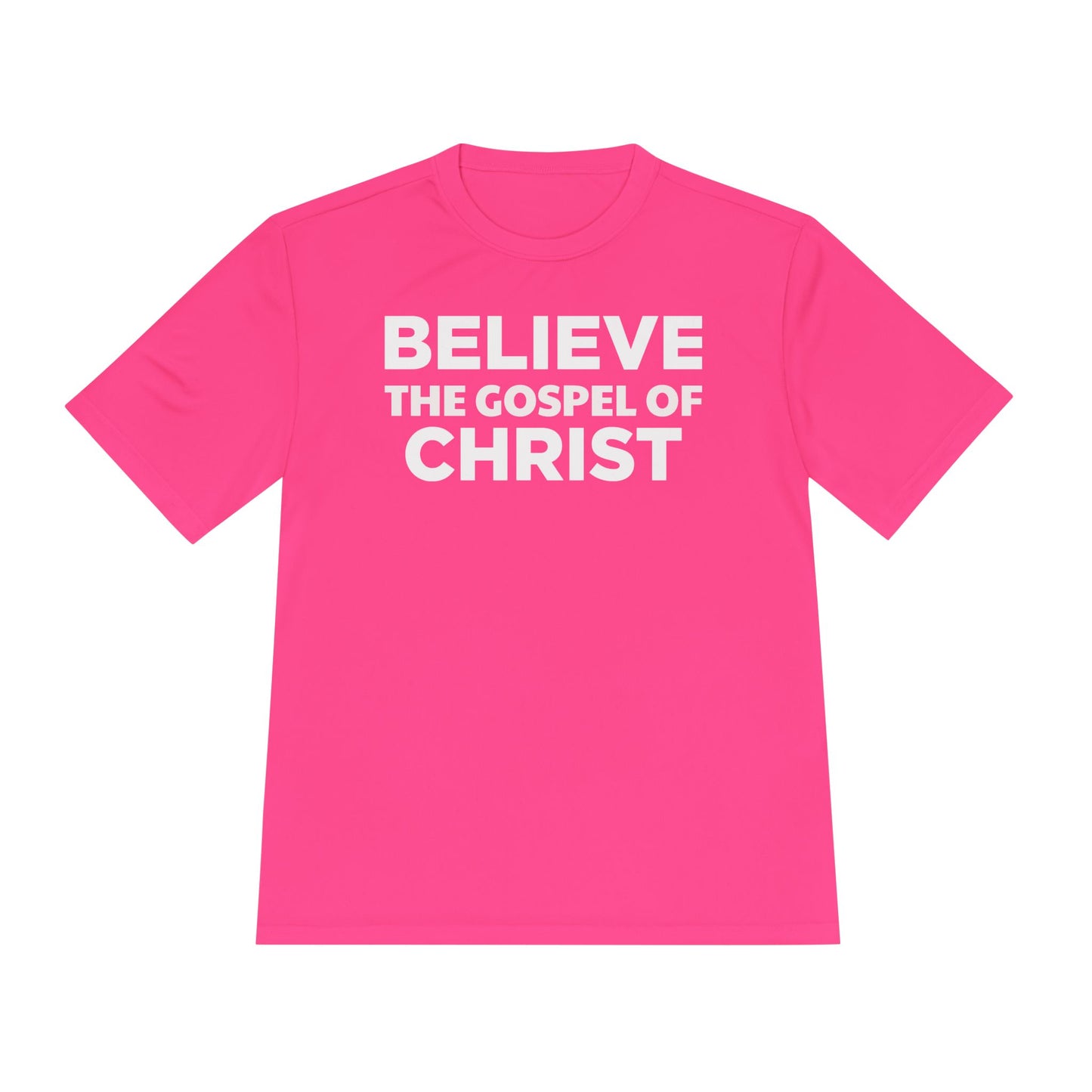 NO QR CODE Believe the Gospel of Christ Performance Shirt