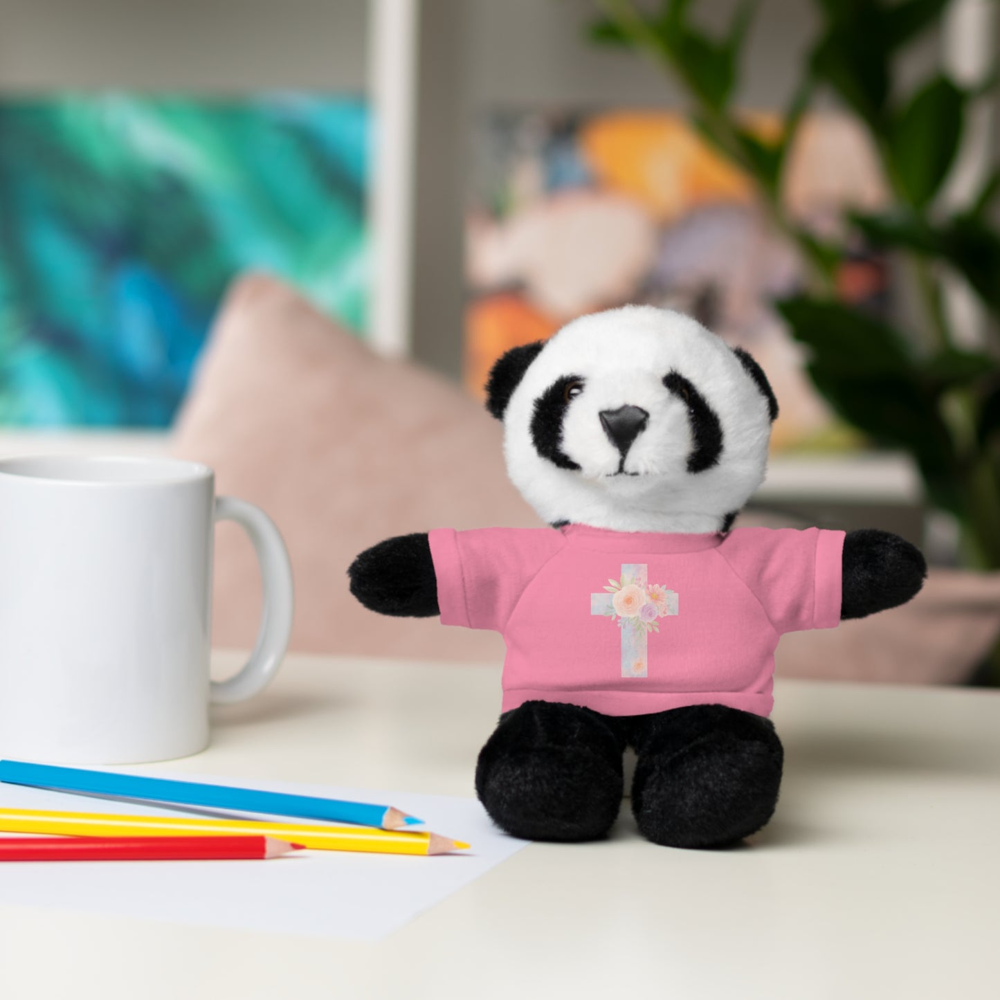 Stuffed Animal Plush Toy with Cross Tee